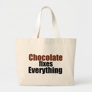 Chocolade repareert alles grote tote bag
