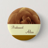 Chocolade Roos en Cream Wedding Bridesmaid Button (Voorkant)