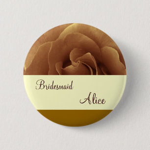 Chocolade Roos en Cream Wedding Bridesmaid Button