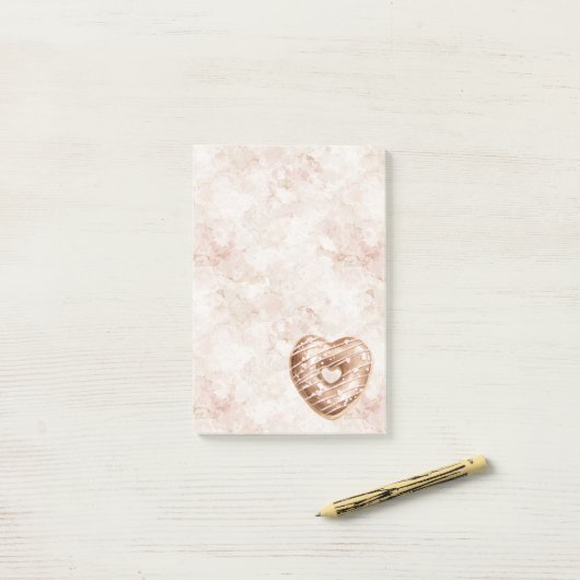 Chocolade Roze Hart Koekje Post-it® Notes (Op bureau)