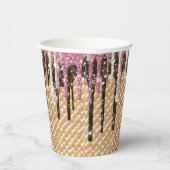 Chocolade Roze Ice Cream Cone Glitter Druppels Papieren Bekers (Rechts)