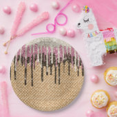 Chocolade Roze Ice Cream Cone Glitter Druppels Papieren Bordje (Feest)