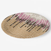 Chocolade Roze Ice Cream Cone Glitter Druppels Papieren Bordje (Gekanteld)