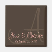 Chocolade & Roze Monogram · Save the Date Magnet (Voorkant)