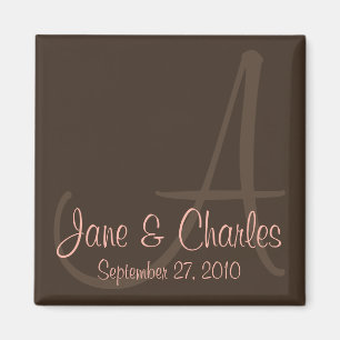 Chocolade & Roze Monogram · Save the Date Magnet