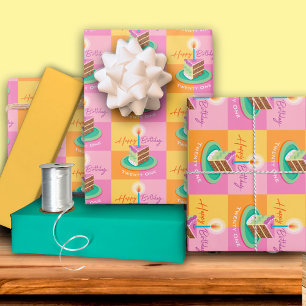 Chocolade Roze Taart 21ste Verjaardag Inpakpapier Vel