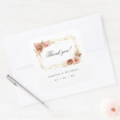 chocolade rozen bleekroze bruiloft bedankt vierkante sticker (Envelop)