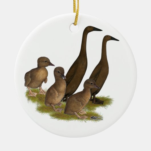Chocolade Runner Duck Family Keramisch Ornament (Voorkant)