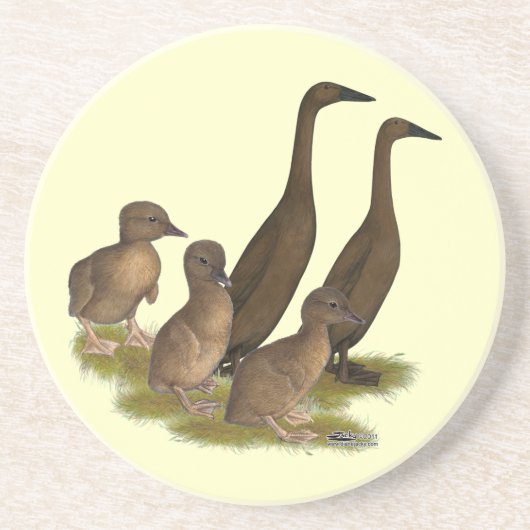Chocolade Runner Duck Family Zandsteen Onderzetter (Voorkant)