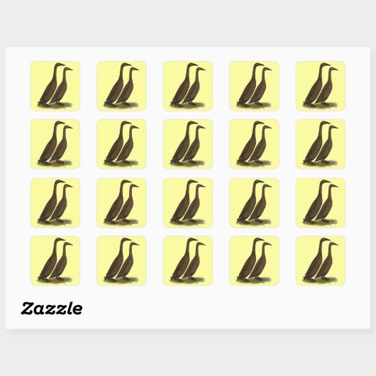 Chocolade Runner Ducks Vierkante Sticker (Vel)