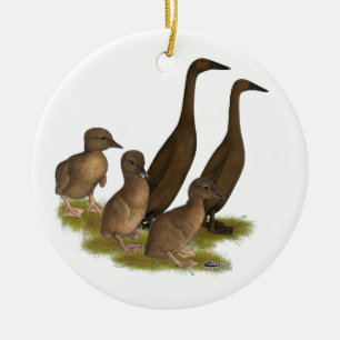 Chocolade Runner Eend Familie Keramisch Ornament