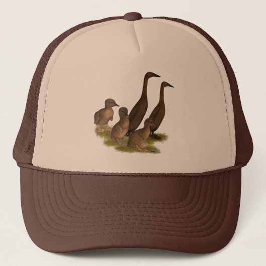 Chocolade Runner Eend Familie Trucker Pet (Voorkant)