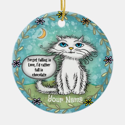 Chocolade Scraggles Kat Keramisch Ornament (Voorkant)