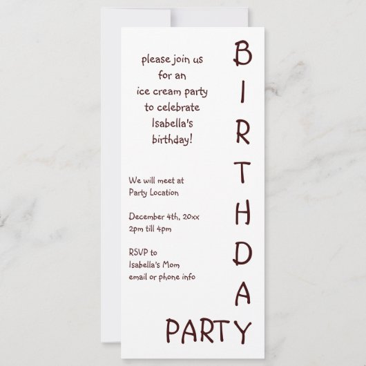 Chocolade Shake Birthday Party Invitation Kaart (Achterkant)