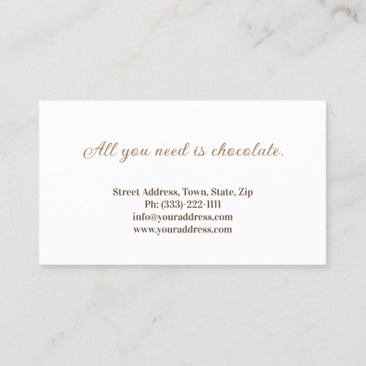 Chocolade Shop Chocolatier Zwart Wit Snoepjes Kaar Visitekaartje (Achterkant)