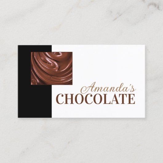 Chocolade Shop Chocolatier Zwart Wit Snoepjes Kaar Visitekaartje (Voorkant)