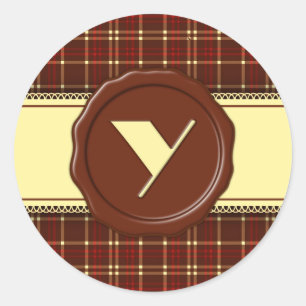 Chocolade Shop Monogram - Red Brown Pset - Y Ronde Sticker