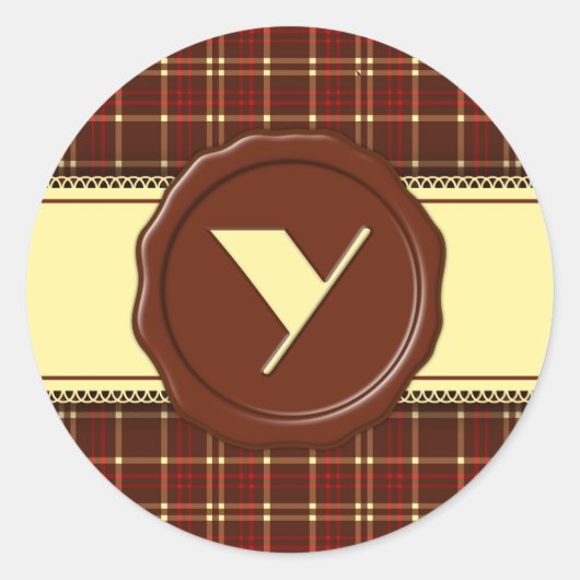 Chocolade Shop Monogram - Red Brown Pset - Y Ronde Sticker (Voorkant)