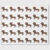 Chocolade Short Hair Dachshund Cartoon Dog Patroon Cadeaupapier (Vlak)