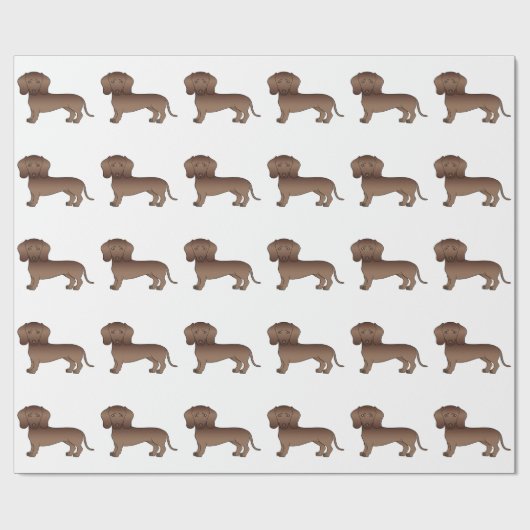 Chocolade Short Hair Dachshund Cartoon Dog Patroon Cadeaupapier (Vlak)