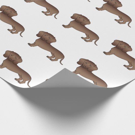 Chocolade Short Hair Dachshund Cartoon Dog Patroon Cadeaupapier (Hoek)