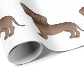 Chocolade Short Hair Dachshund Cartoon Dog Patroon Cadeaupapier (Rol Hoek)