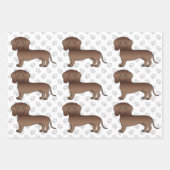 Chocolade Short Hair Dachshund Cartoon Dog Patroon Inpakpapier Vel (Voorkant 3)
