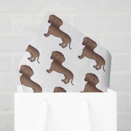 Chocolade Short Hair Dachshund Cartoon Dog Patroon Tissuepapier (Cadeauzakje)