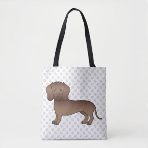 Chocolade Short Hair Dachshund Cartoon Dog & Paws Tote Bag