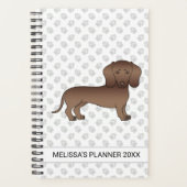 Chocolade Short Hair Dachshund Cartoon Dog & Text Planner (Voorkant)