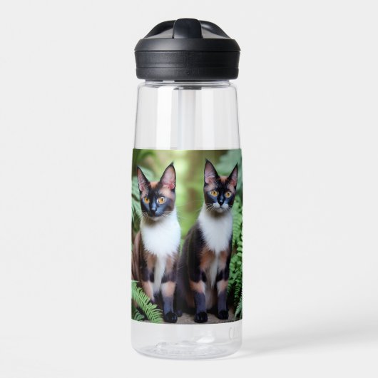 Chocolade Siamese Cat Twins Waterfles (Voorkant)