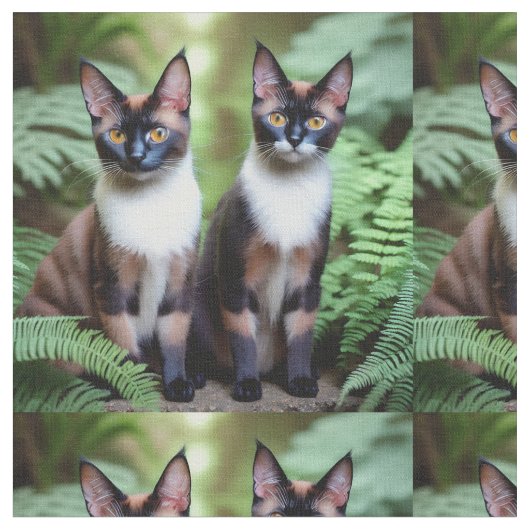 Chocolade Siamese Kat Tweeling, Stof (Close Up)