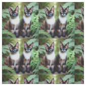 Chocolade Siamese Kat Tweeling, Stof (Swatch)