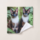 Chocolade Siamese Kat Twins, keukenset Bad Handdoek (Wasdoekje)