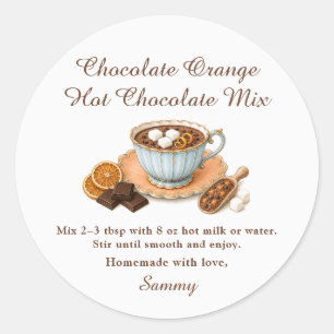 Chocolade Sinaasappel Heet Cacaomengsel Geschenket Ronde Sticker