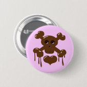 Chocolade Skull en Crossbones Ronde Button 5,7 Cm (Voorkant /achterkant)