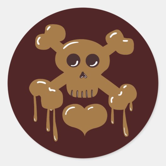 Chocolade Skull en Crossbones Ronde Sticker (Voorkant)
