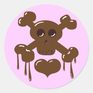 Chocolade Skull en Crossbones Ronde Sticker