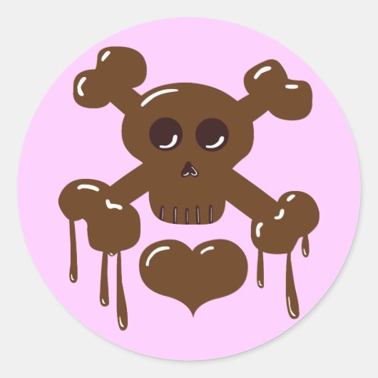 Chocolade Skull en Crossbones Ronde Sticker (Voorkant)