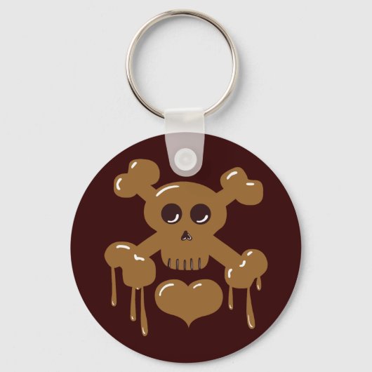 Chocolade Skull en Crossbones Sleutelhanger (Voorkant)