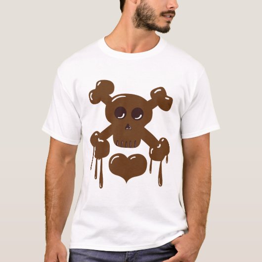 Chocolade Skull en Crossbones T-shirt (Voorkant)