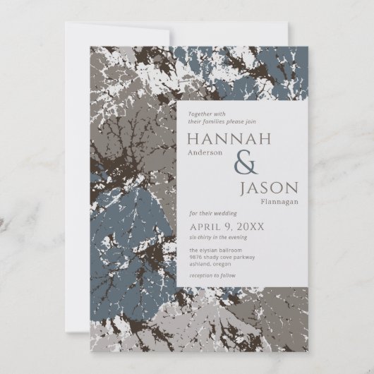 Chocolade Slate Abstracte Leaves Weddenschap Kaart (Voorkant)