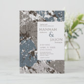 Chocolade Slate Abstracte Leaves Weddenschap Kaart (Staand voorkant)