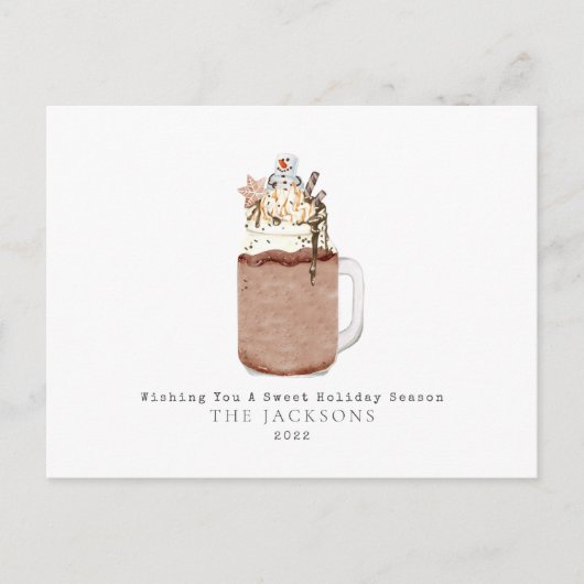 Chocolade Sneeuwman Milkshake Zoete Kerst Feestdagenkaart (Voorkant)