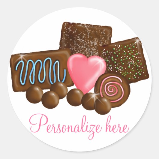 Chocolade Snoep Confecties Ronde Sticker (Voorkant)