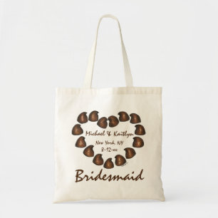Chocolade Snoep Hart Gepersonaliseerde bruidsmeisj Tote Bag