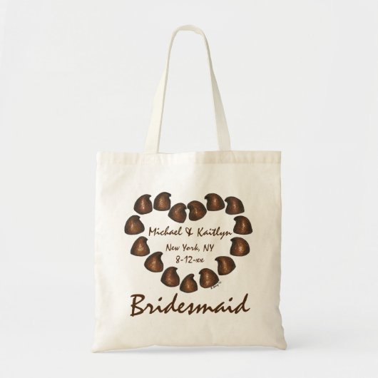 Chocolade Snoep Hart Gepersonaliseerde bruidsmeisj Tote Bag (Voorkant)
