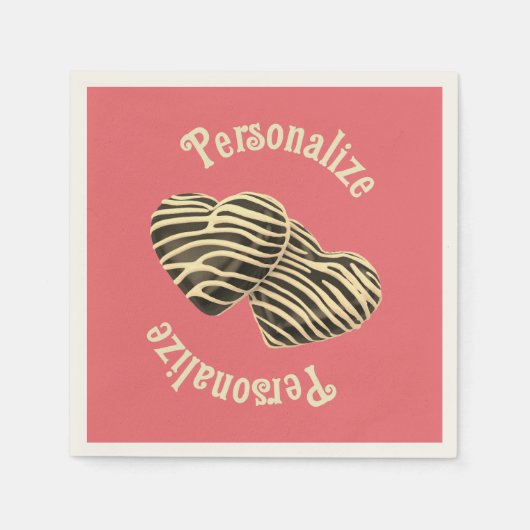 Chocolade snoep hart koraal roze schattige liefde servet (Voorkant)