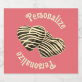 Chocolade snoep hart koraal roze schattige liefde sparkling wijnetiket (Enkel label)