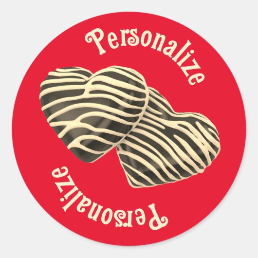 Chocolade snoep hart rood schattig liefde ronde sticker (Voorkant)